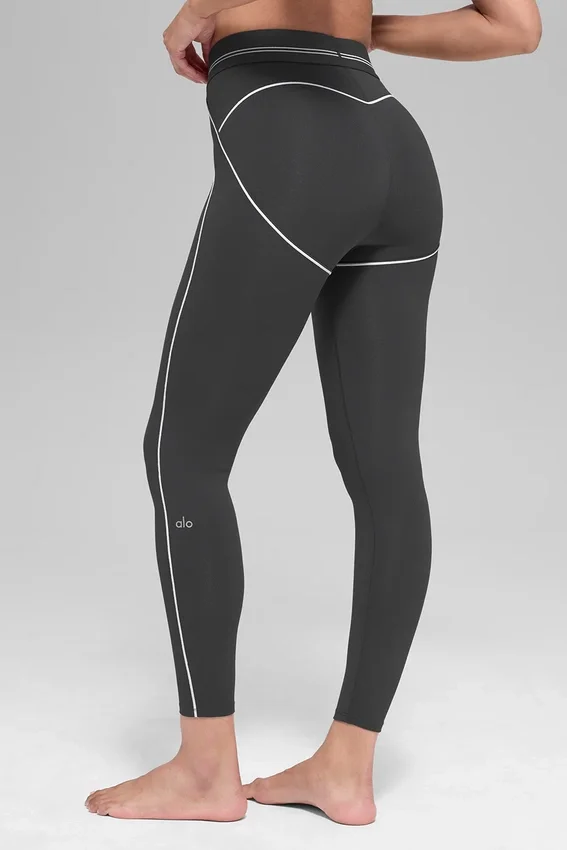 High-Waist 7/8 « Heart Throb » Legging en tissu Airbrush – Anthracite/Blanc