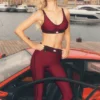 High-Waist 7/8 « Line up » Legging d'Airlift - Rouge « Summer Romance »