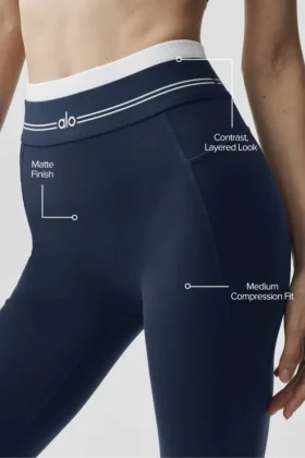 High-Waist Airbrush 7/8 « Better Together » – Bleu marine/Blanc