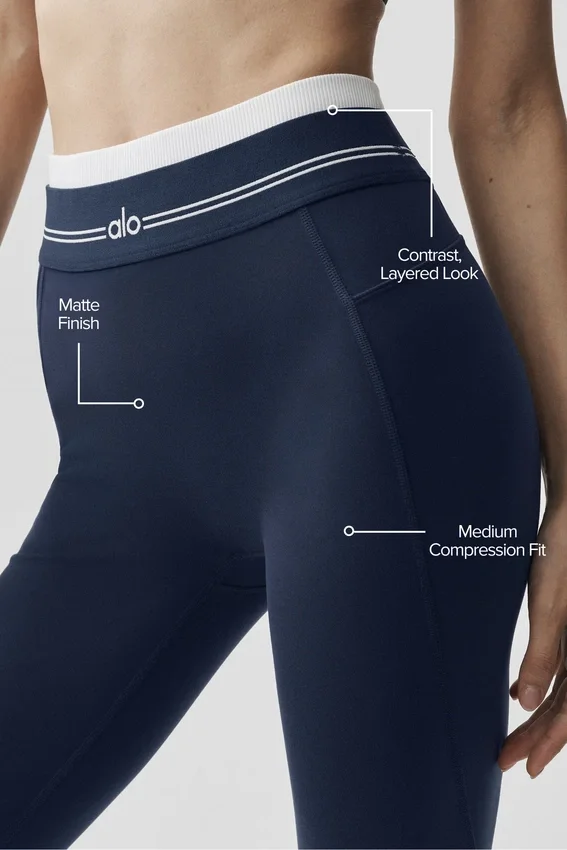 High-Waist Airbrush 7/8 « Better Together » - Bleu marine/Blanc