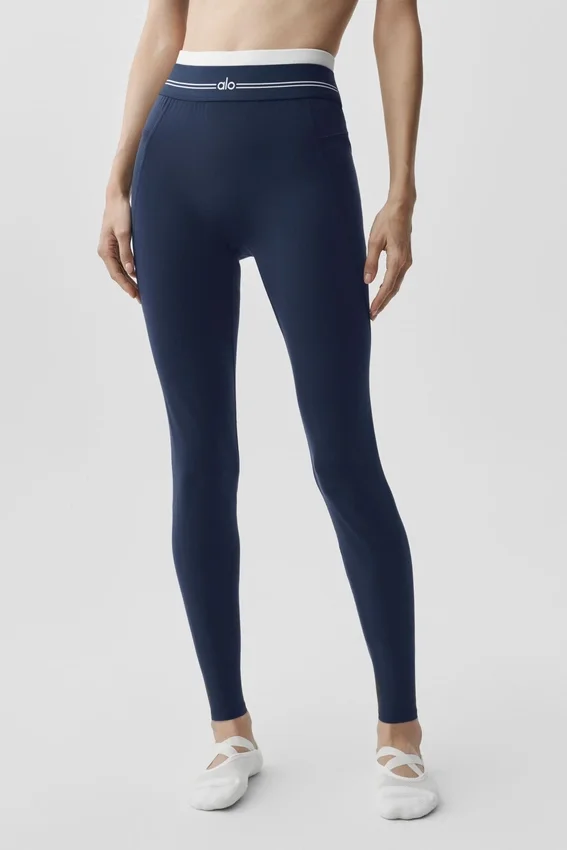 High-Waist Airbrush 7/8 « Better Together » - Bleu marine/Blanc