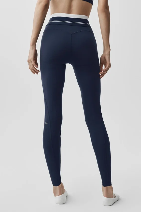 High-Waist Airbrush 7/8 « Better Together » - Bleu marine/Blanc