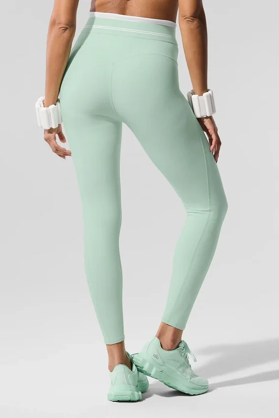 High-Waist Airbrush 7/8 « Better Together » - Menthe verte/Blanc