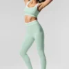 High-Waist Airbrush 7/8 « Better Together » - Menthe verte/Blanc