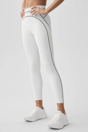 High-Waist Airbrush 7/8 Heart Throb Legging – Blanc/Noir