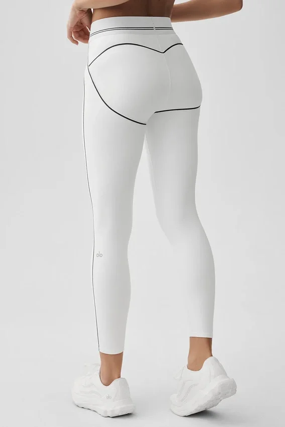 High-Waist Airbrush 7/8 Heart Throb Legging – Blanc/Noir