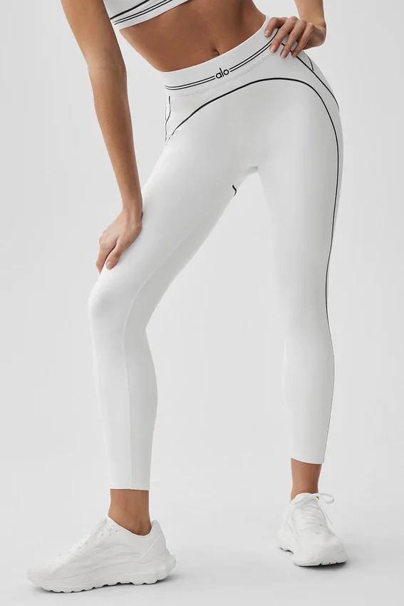 High-Waist Airbrush 7/8 Heart Throb Legging – Blanc/Noir