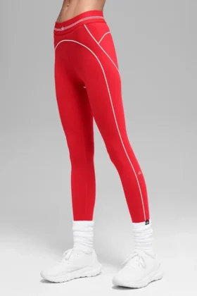 High-Waist Airbrush 7/8 « Heart Throb » Legging - Rouge vif/Blanc