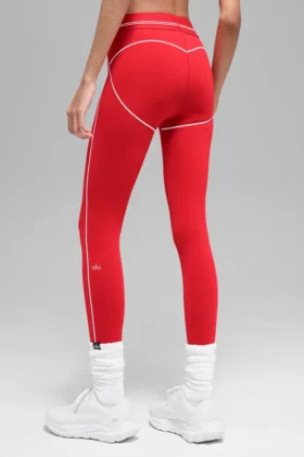 High-Waist Airbrush 7/8 « Heart Throb » Legging – Rouge vif/Blanc