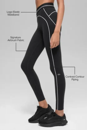 High-Waist Airbrush 7/8 « Heart Throb » – Noir/Blanc