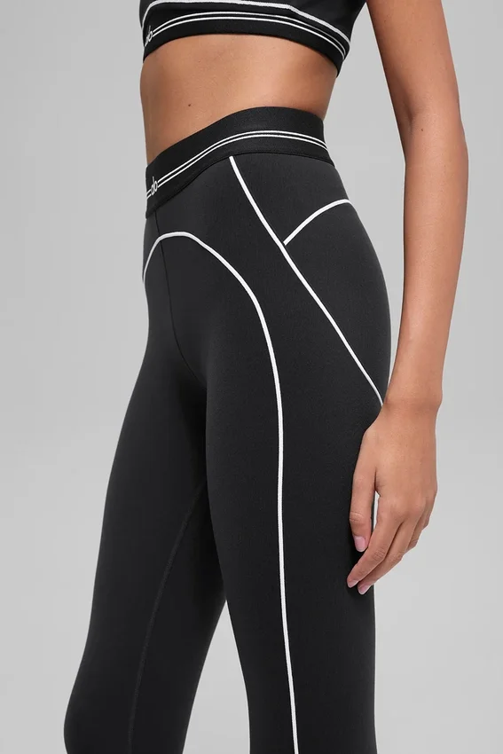 High-Waist Airbrush 7/8 « Heart Throb » - Noir/Blanc