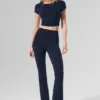 High-Waist Airbrush 7/8 évasée Bootcut Legging - Bleu marine