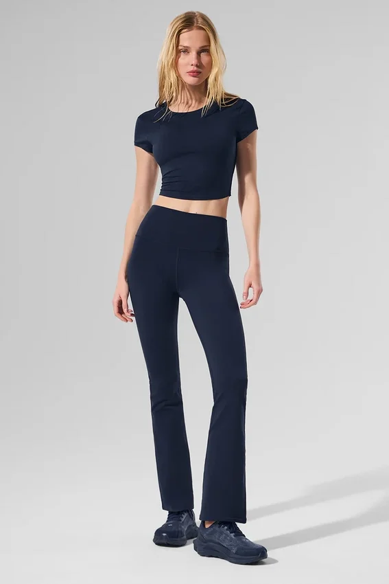 High-Waist Airbrush 7/8 évasée Bootcut Legging - Bleu marine