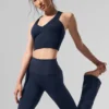 High-Waist Airbrush Bootcut Legging - Bleu marine