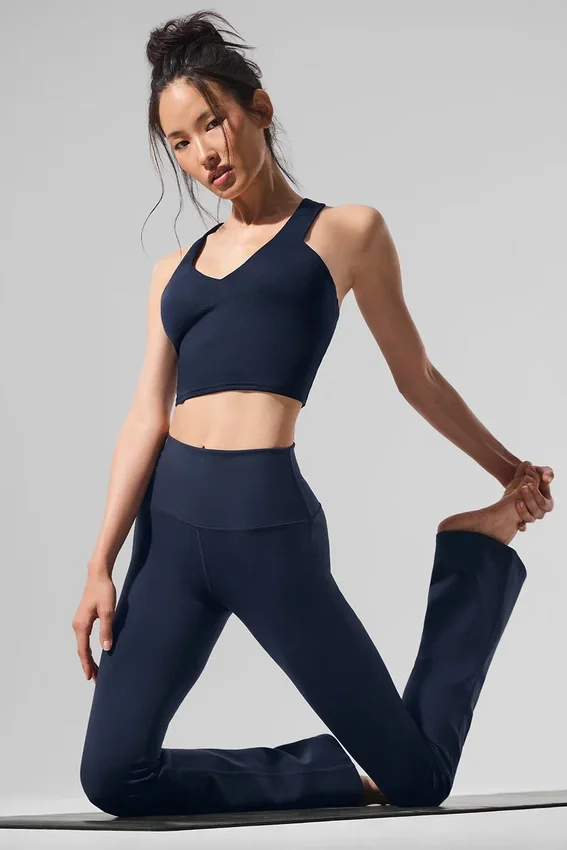 High-Waist Airbrush Bootcut Legging - Bleu marine