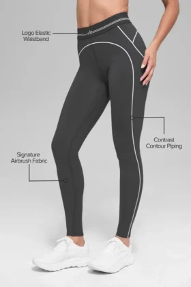 High-Waist Airbrush Heart Throb Legging – Anthracite/Blanc