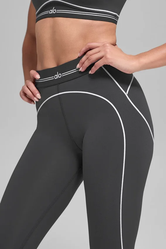 High-Waist Airbrush Heart Throb Legging - Anthracite/Blanc