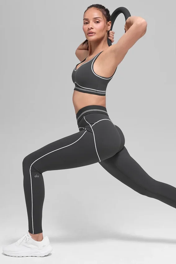 High-Waist Airbrush Heart Throb Legging - Anthracite/Blanc