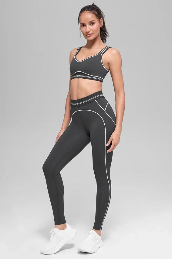 High-Waist Airbrush Heart Throb Legging - Anthracite/Blanc