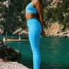 High-Waist Airbrush Heart Throb Legging — Bleu azur/Blanc