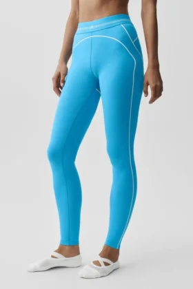 High-Waist Airbrush Heart Throb Legging — Bleu azur/Blanc