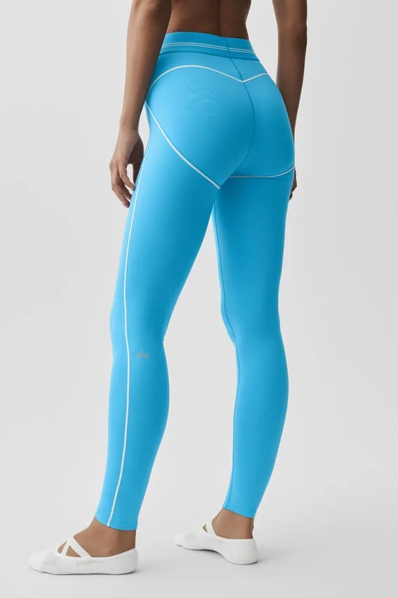 High-Waist Airbrush Heart Throb Legging — Bleu azur/Blanc