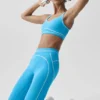 High-Waist Airbrush Heart Throb Legging — Bleu azur/Blanc