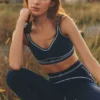 High-Waist Airbrush Heart Throb Legging - Bleu marine/Blanc