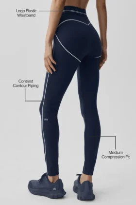 High-Waist Airbrush Heart Throb Legging – Bleu marine/Blanc