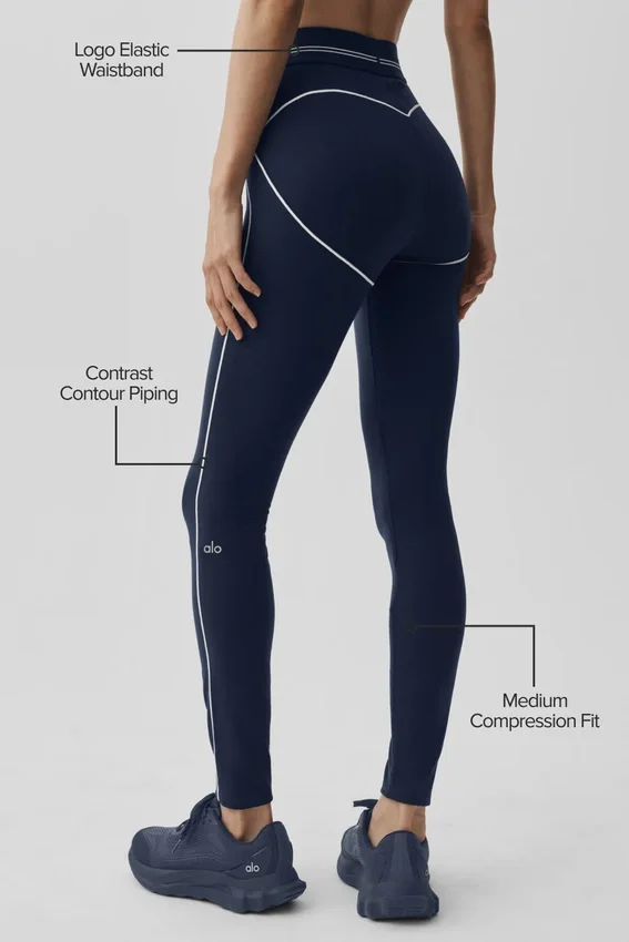 High-Waist Airbrush Heart Throb Legging - Bleu marine/Blanc