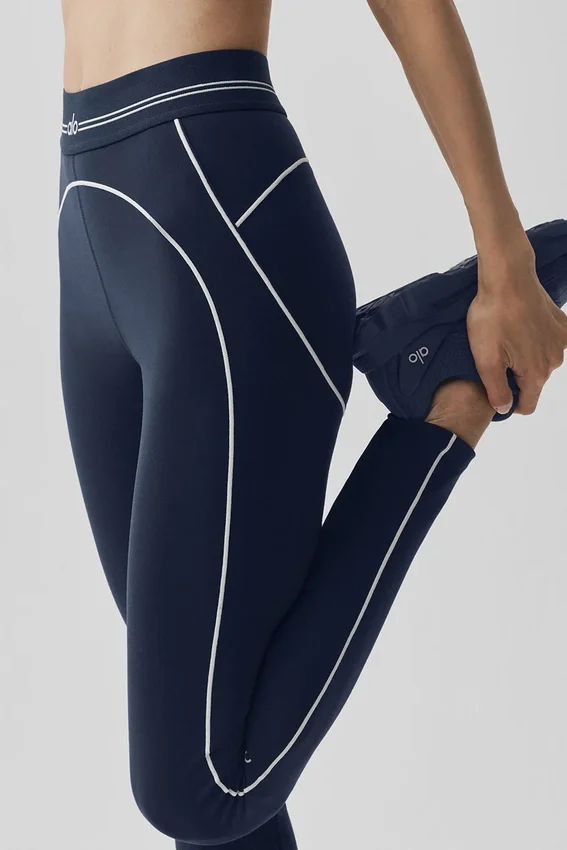 High-Waist Airbrush Heart Throb Legging - Bleu marine/Blanc