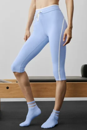 High-Waist Airbrush Race Pace Capri – Bleu Provence clair/Blanc