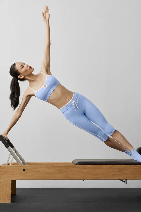 High-Waist Airbrush Race Pace Capri – Bleu Provence clair/Blanc