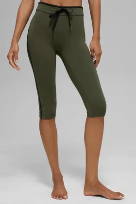 High-Waist Airbrush Race Pace Capri - Vert olive/Noir