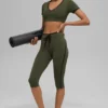 High-Waist Airbrush Race Pace Capri - Vert olive/Noir