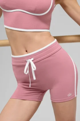 High-Waist Airbrush Short de course 4″ – Rose sauvage/Blanc