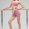 High-Waist Airbrush Short de course 4" – Rose sauvage/Blanc