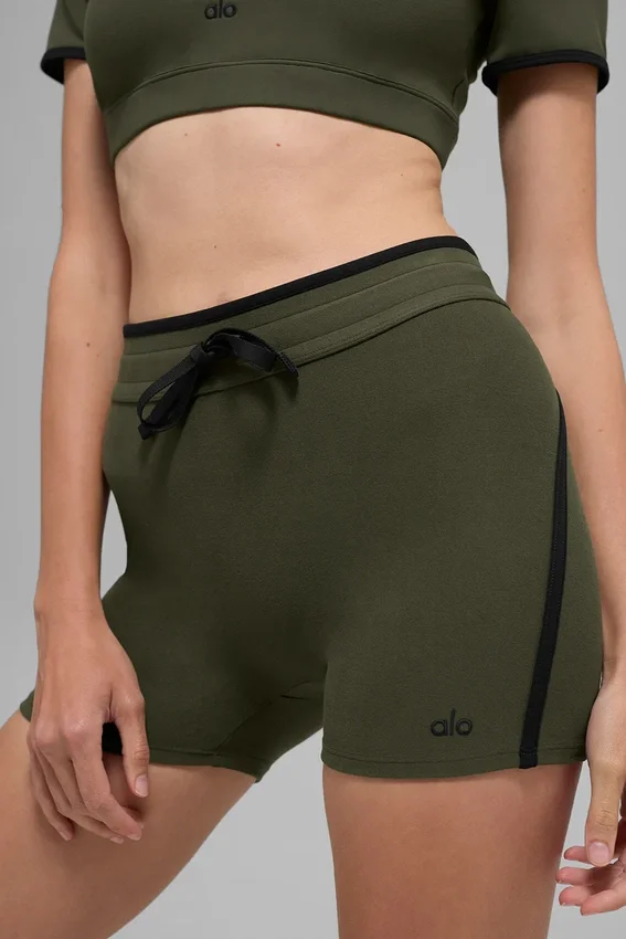 High-Waist Airbrush Short de course 4" - Vert olive/Noir