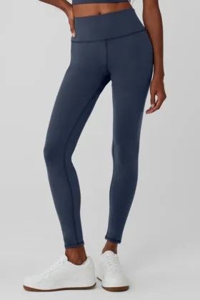 High-Waist Airbrush Winter Warm Nocturne Legging – Bleu marine