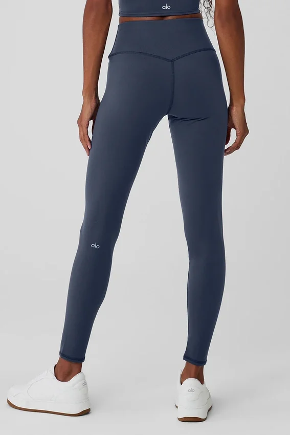 High-Waist Airbrush Winter Warm Nocturne Legging – Bleu marine