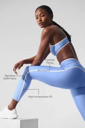 High-Waist Airlift Legging 7/8 – Bleu cristal/Blanc