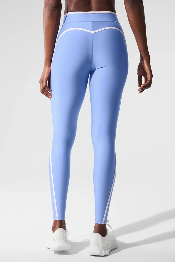 High-Waist Airlift Legging 7/8 - Bleu cristal/Blanc