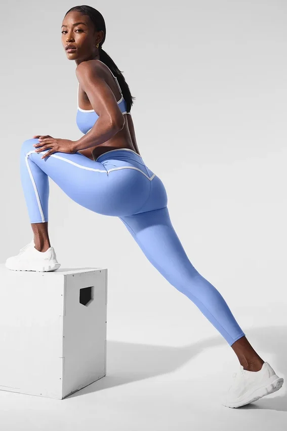 High-Waist Airlift Legging 7/8 - Bleu cristal/Blanc