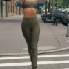 High-Waist Airlift Legging 7/8 - Olive Tree