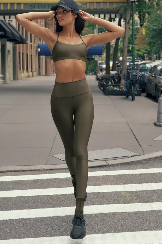 High-Waist Airlift Legging 7/8 - Olive Tree