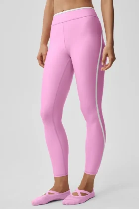 High-Waist Airlift Legging 7/8 - Rose « Candy Heart »/Blanc