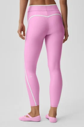 High-Waist Airlift Legging 7/8 – Rose « Candy Heart »/Blanc