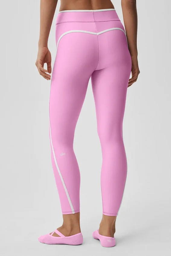 High-Waist Airlift Legging 7/8 - Rose « Candy Heart »/Blanc