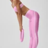 High-Waist Airlift Legging 7/8 - Rose « Candy Heart »/Blanc