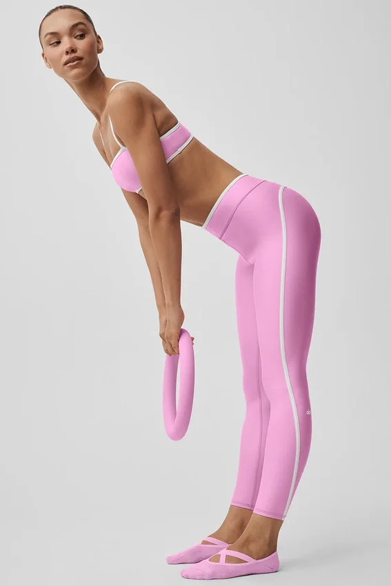 High-Waist Airlift Legging 7/8 - Rose « Candy Heart »/Blanc